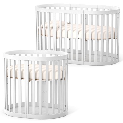 Veres Roma - овальне дитяче ліжечко (90x70 см), розширення до ліжка (140x70 см) • White