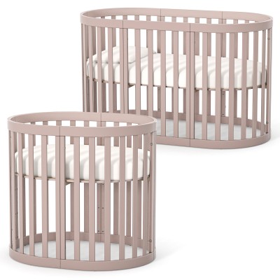 Veres Roma - овальне дитяче ліжечко (90x70 см), розширення до ліжка (140x70 см) • Cappuccino