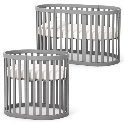 Veres Roma - овальне дитяче ліжечко (90x70 см), розширення до ліжка (140x70 см) • Graphite