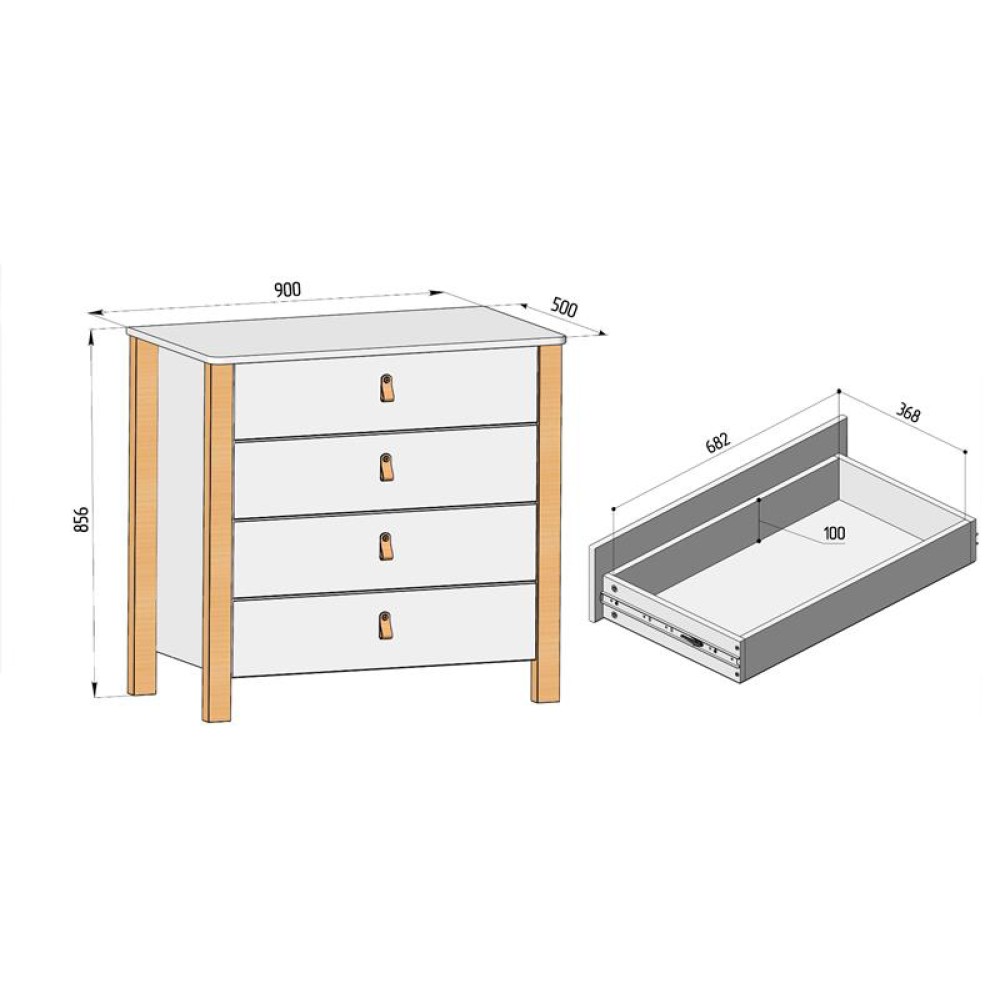 Veres Monaco 900 - дитячий комод (90 см) • White Graphite