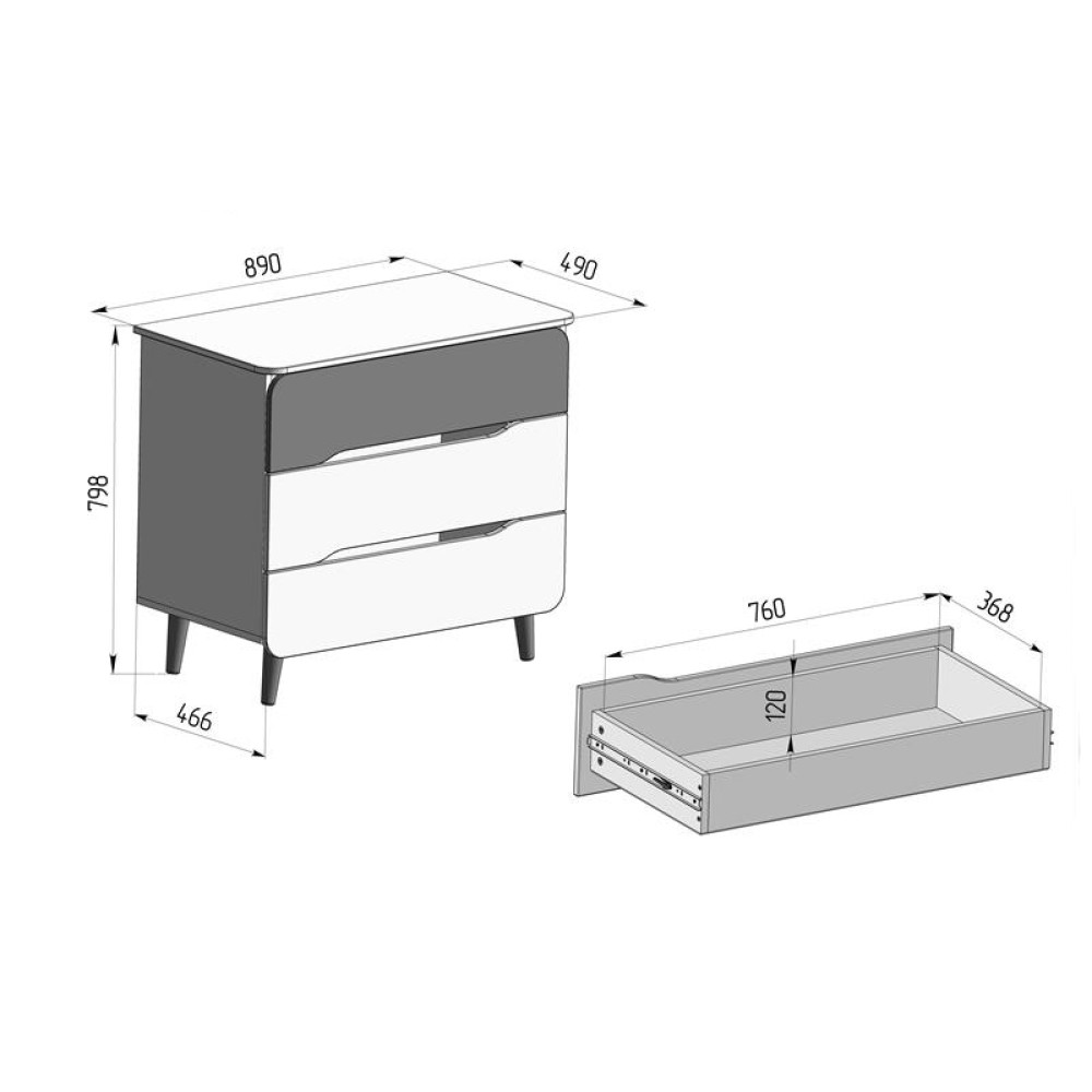 Veres Sydney 900 - дитячий комод (90 см) • Cappuccino White