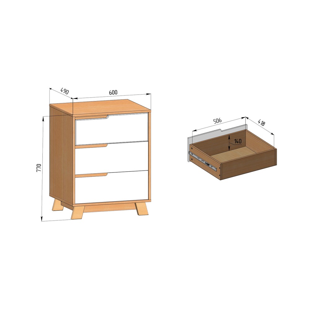 Veres Manhattan 600 - дитячий комод (60 см) • White Grey