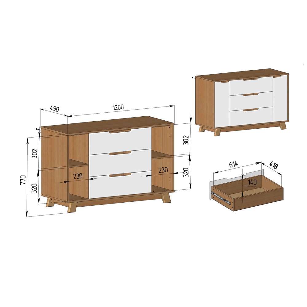 Veres Manhattan 1200 - komoda dziecięca (120 cm) • White Grey