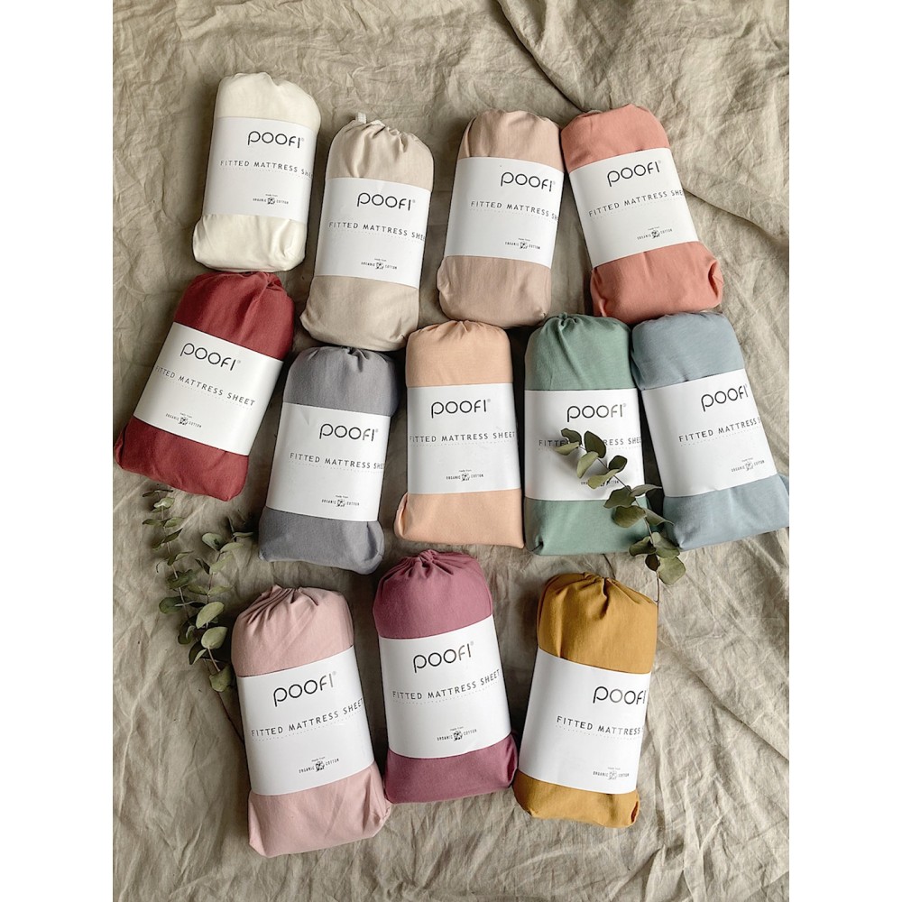 Poofi Organic Color - дитяче простирадло з органічної бавовни для ліжечка (120 х 60 см) • Latte