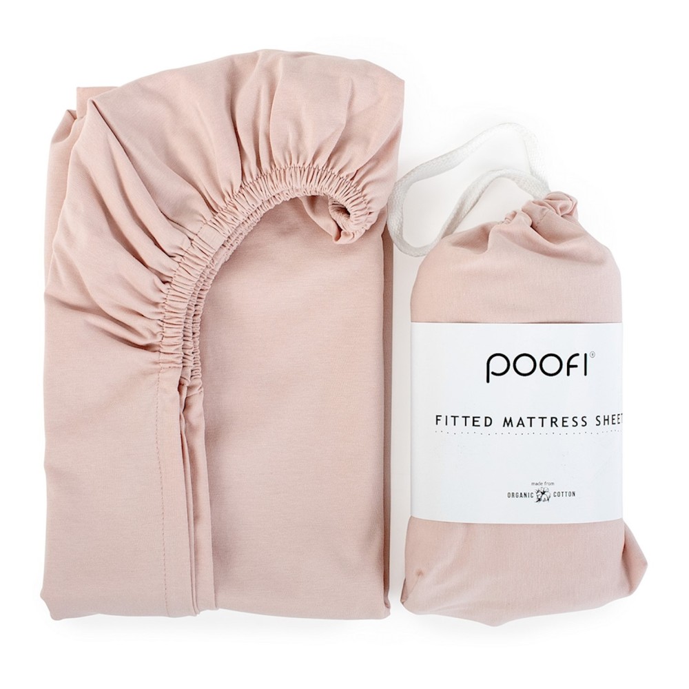 Poofi Organic Color - дитяче простирадло з органічної бавовни для ліжечка (120 х 60 см) • Pudrowy