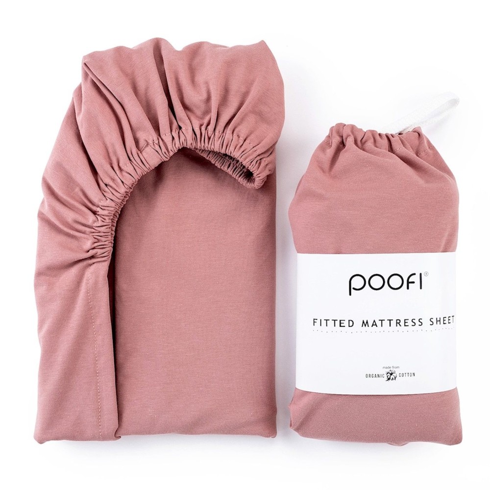 Poofi Organic Color - дитяче простирадло з органічної бавовни для ліжечка (120 х 60 см) • Herbaciana Róża