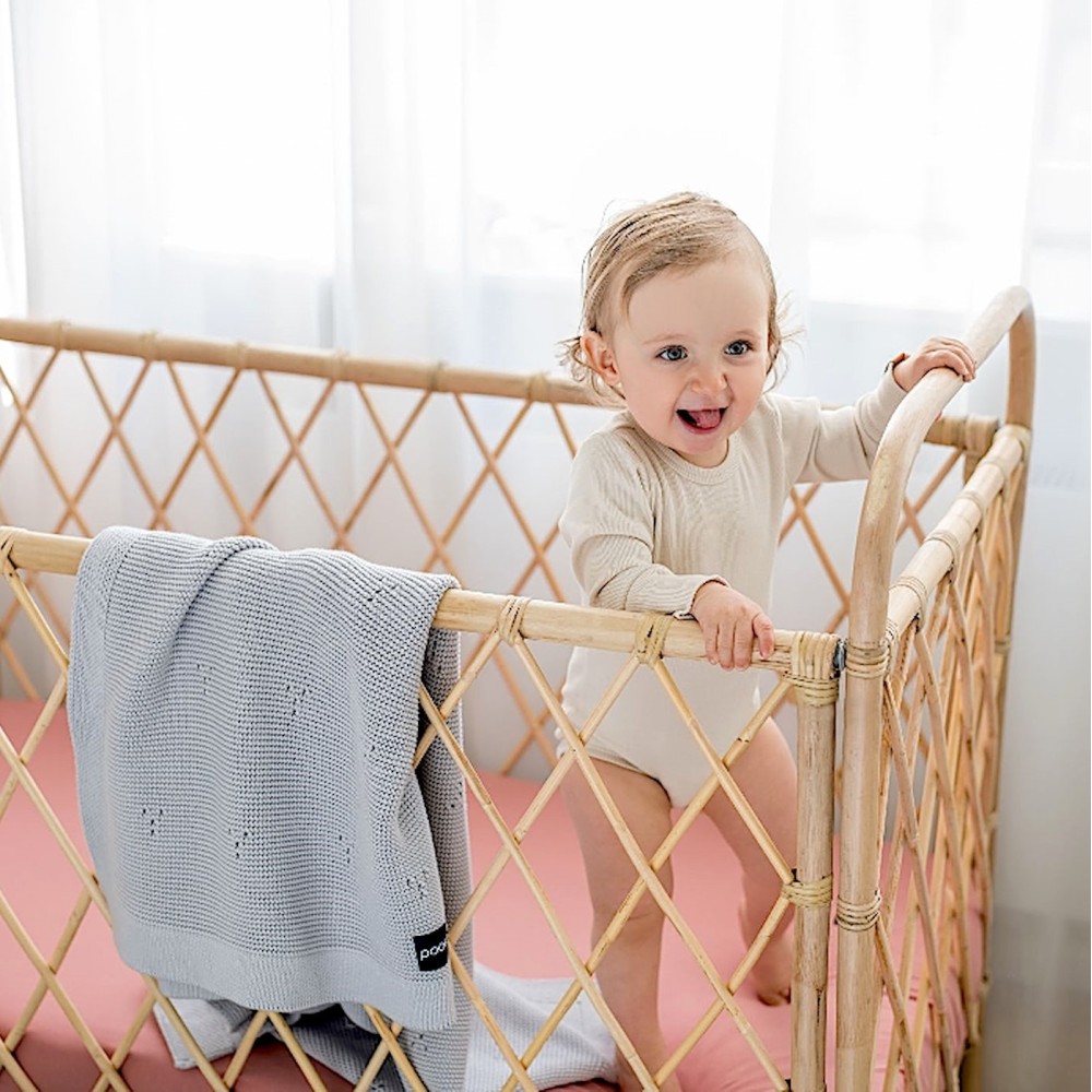 Poofi Organic Color - дитяче простирадло з органічної бавовни для ліжечка (120 х 60 см) • Herbaciana Róża