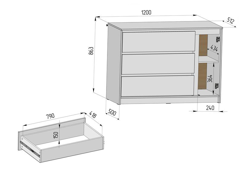 дитячий комод Veres Bern 1200 вага та розміри