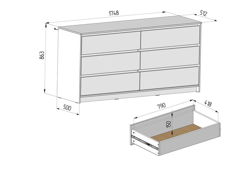 вага та розміри Veres Bern 1750 дитячий комод