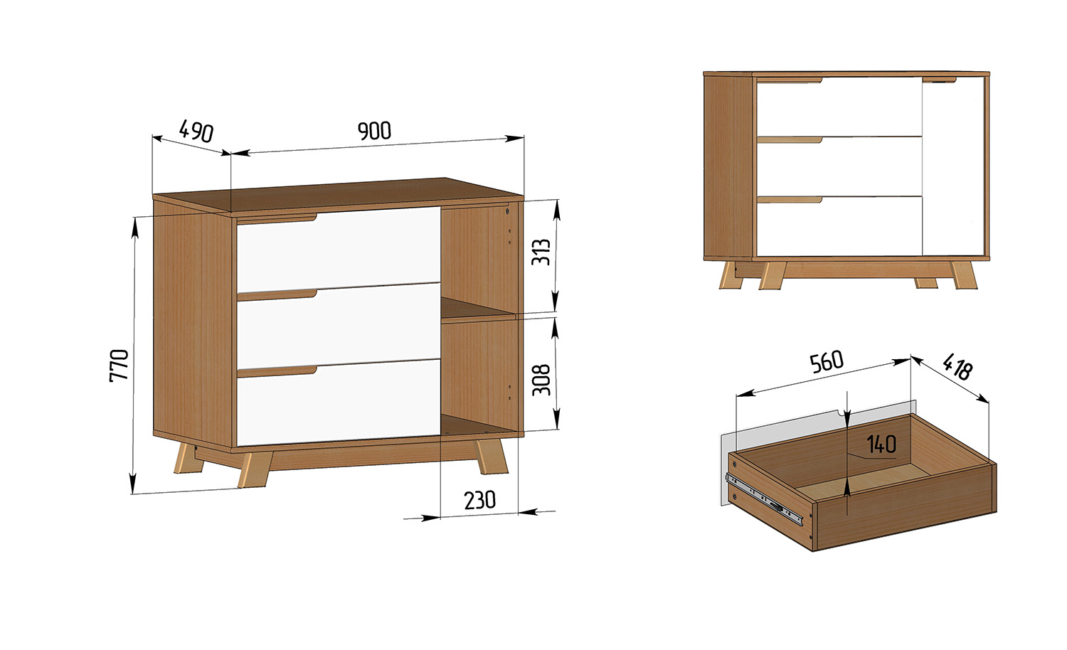 дитячий комод Veres Manhattan 900 для дитячої кімнати