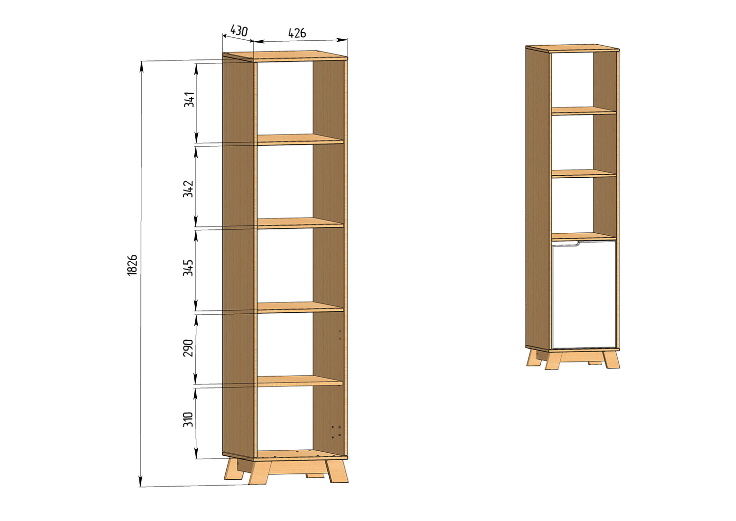пенал у дитячу кімнату Veres Manhattan вага та розміри