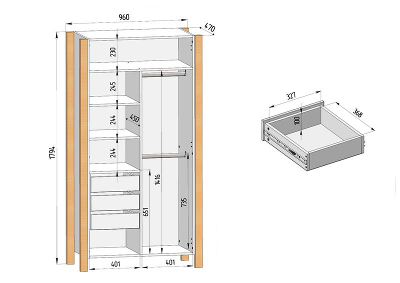 waga wymiary dwudrzwiowa szafa dziecięca Veres Monaco